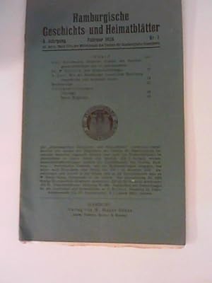 Hamburgische Geschichts- und Heimatblätter. 4. JG. , Februar 1929, Nr. 1