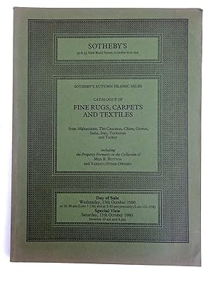 Fine Rugs, Carpets and Textiles. 15th October 1980. Sotheby's London Auction Catalogue BIBINAZ.+ ...
