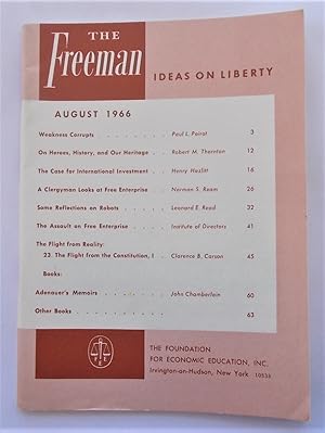 Bild des Verkufers fr The Freeman (August 1966): A Monthly Journal of Ideas on Liberty (Magazine) zum Verkauf von Bloomsbury Books