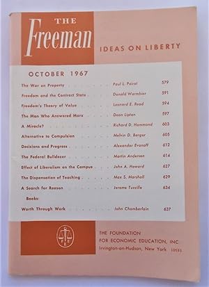 Bild des Verkufers fr The Freeman (October 1967): A Monthly Journal of Ideas on Liberty (Magazine) zum Verkauf von Bloomsbury Books