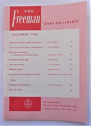 Bild des Verkufers fr The Freeman (December 1965): A Monthly Journal of Ideas on Liberty (Magazine) zum Verkauf von Bloomsbury Books