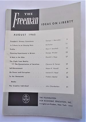 Bild des Verkufers fr The Freeman (August 1965): A Monthly Journal of Ideas on Liberty (Magazine) zum Verkauf von Bloomsbury Books