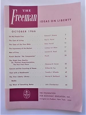 Bild des Verkufers fr The Freeman (October 1966): A Monthly Journal of Ideas on Liberty (Magazine) zum Verkauf von Bloomsbury Books