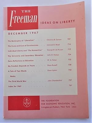 Bild des Verkufers fr The Freeman (December 1967): A Monthly Journal of Ideas on Liberty (Magazine) zum Verkauf von Bloomsbury Books