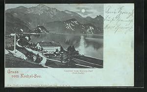 Mondschein-Ansichtskarte Kochel, Gasthaus zum Kneipp-Bad am Kochelsee