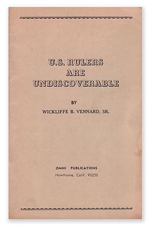 Seller image for U.S. Rulers Are Undiscoverable for sale by D. Anthem, Bookseller