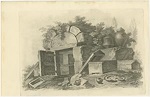 Antique Print of a Tomb and Antiquities (p.55) by Morelli (c.1770)