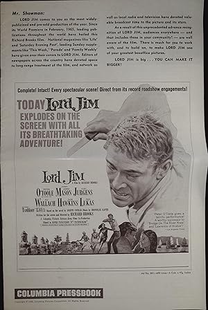 Seller image for Lord Jim Pressbook 1965 Peter O'Toole, James Maso for sale by AcornBooksNH