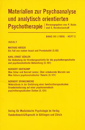 Seller image for Band XII (1986). Heft 2. Materialien zur Psychoanalyse und analytisch orientierten Psychotherapie. for sale by Fundus-Online GbR Borkert Schwarz Zerfa