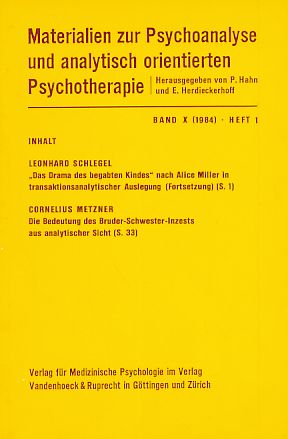 Seller image for Band X (1984). Heft 1. Materialien zur Psychoanalyse und analytisch orientierten Psychotherapie. for sale by Fundus-Online GbR Borkert Schwarz Zerfa