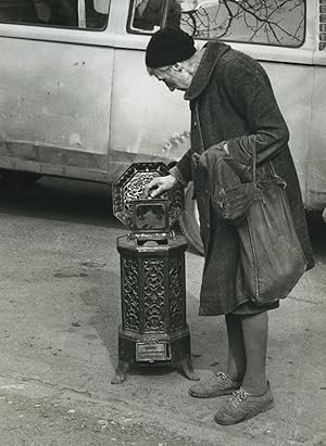 Seller image for France Photographic Study Old Lady & Cast iron Stove old Deplechin Photo 1970 for sale by Bits of Our Past Ltd