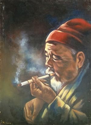 Orientalist. Exotischer Raucher, signiertes Ölgemälde