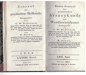 Bild des Verkufers fr Neues Journal der practischen Arzneykunde und Wundarzneykunst. 71. Bd. 1834 (Journal der practischen Heilkunde 78, 1. Stck: Januar bis 6. Stck: Juni) [Angehngt an das 3. Stck:) Das Mineral- und Kohlenschlamm-Bad Gleissen. Ein Bericht des Jahres 1833 vom Dr. Gutjahr, practischem Arzte und Bade-Arzte zu Gleisen. zum Verkauf von Antiquariat & Buchhandlung Rose