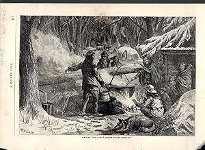 Seller image for PRINT: "A Fallen Leaf: Indians Boiling Maple-Sap". engraving from Frank Leslie's Popular Monthly, September, 1885 for sale by Dorley House Books, Inc.