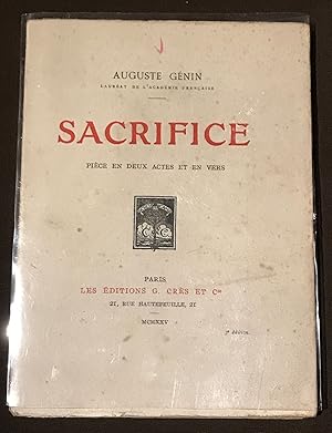 Bild des Verkufers fr Sacrifice. Piece En Deux Actes Et En Vers zum Verkauf von Librera Urbe