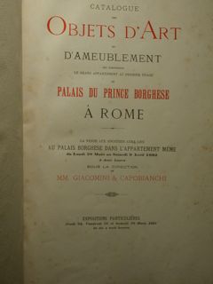 Catalogue des Objets d'Art et d'Ameublement qui Garnissent le grand Appartement au Premier étage ...