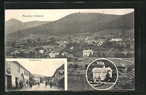 Carte postale Fouchy, vue générale, Grande Rue, Villa