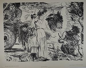 Lithographie "Odysseus und Nausikaa", am unteren Blattrand mit typographischer Bezeichnung. Wien,...