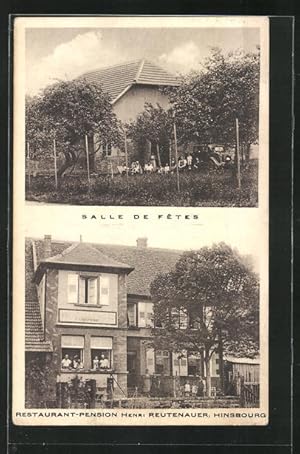 Carte postale Hinsbourg, Restaurant, Pension Henri Reutenauer, Salle des Fetes