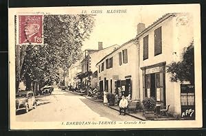 Carte postale Barbotan-les-Termes, Grande Rue, Café Central