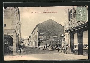 Carte postale Miélan, Carrefour de la Place, vue partielle