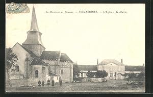 Carte postale Nouzerines, L`Eglise et la Mairie