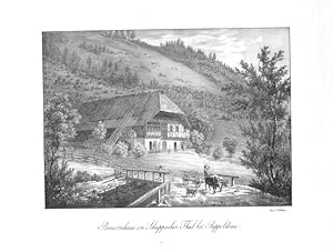 Rippoldsau.- "Bauernhaus im Schappacher Thal bei Rippoldsau". Lithographie bei Velten, um 1830. 1...