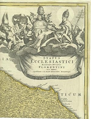 Status Ecclesiastici Magnique Ducatus Florentini. Altkol. Kupferstichkarte von J.B. Homann, um 1720.