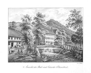 Ansicht des Bad und Curorts Petersthal. Lithographie bei Velten, um 1830. 13,5 x 18,5 cm.