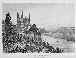 Remagen.- St. Apollinaris in Remagen. Orig.-Radierung von E. Mannfeld, um 1880. 17 x 24,2 cm.