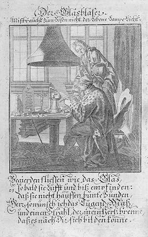 Glasbläser.- "Der Glasblaser". Kupferstich von Weigel, 1698. 13 x 8 cm.