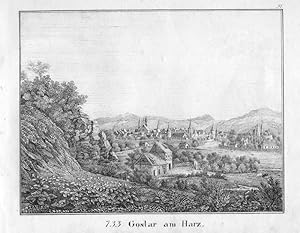 Goslar am Harz. Gesamtansicht. Lithographie aus Bildergallerie für die Jugend, 1834. 13 x 16,5 cm.