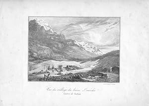 Leukerbad. "Vue du village des bains Loueche. Canton de Vallais". Lithographie von Kellner, um 18...