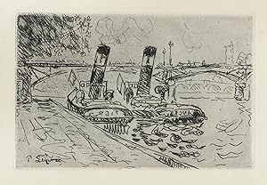Pont des Arts, Paris. Orig.-Radierung auf Velin, (1927). 12,5 x 19 cm. Blattgröße: 23,3 x 27 cm.