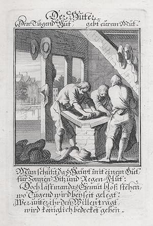 HUTMACHER.- "Der Huter". Kupferstich v. Weigel, 1698.