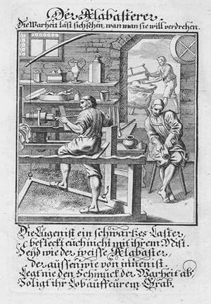 Alabasterverarbeitung.- "Der Alabasterer". Kupferstich von Weigel, 1698.