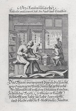 Der Kammacher.- "Der Kammmacher". Kupferstich von Weigel, 1698.