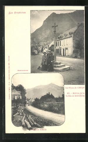 Carte postale Gaud, L`Entree du Village, La Place de Cierp
