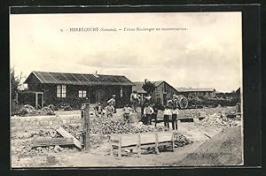 Carte postale Herbécourt, Ferme Boulanger en reconstruction