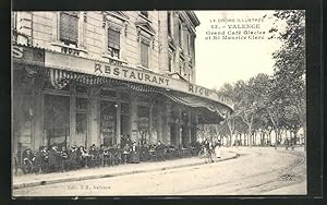 Carte postale Valence, Grand Café Glacier et Bd Maurice Clerc