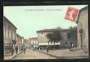 Carte postale St-Romain-d`Albon, Place de l`Eglise