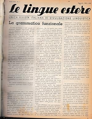 Le lingue estere. Anno VIII - 1941. Unica rivista italiana di divulgazione linguistica. 12 numeri...