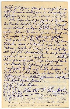 Bild des Verkufers fr Eigenh. Brief mit U. ("Houston S. Chamberlain"). zum Verkauf von Antiquariat INLIBRIS Gilhofer Nfg. GmbH