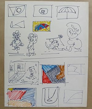 Seller image for A sheet of felt-tip sketches, figurative and abstract. for sale by Roe and Moore