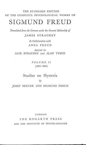 Standard Edition Complete Psychological Works by Breuer Josef Sigmund ...