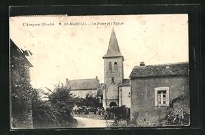 Carte postale St-Martial, La Place et l`Église