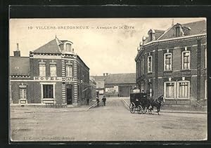 Carte postale Villers-Bretonneux, Avenue de la Gare, Hotel-Cafe