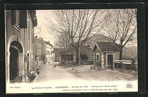 Carte postale Vinsobres, Arrivée en Ville, Fontaine et Poids public