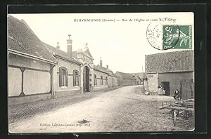 Carte postale Beuvraignes, Rue de l`Eglise et route de Tilloloy