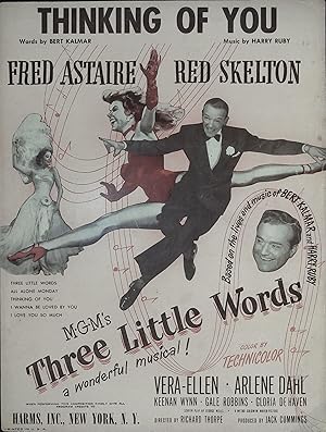 Imagen del vendedor de Three Little Words Sheet Music 1950 Fred Astaire, Red Skelton a la venta por AcornBooksNH